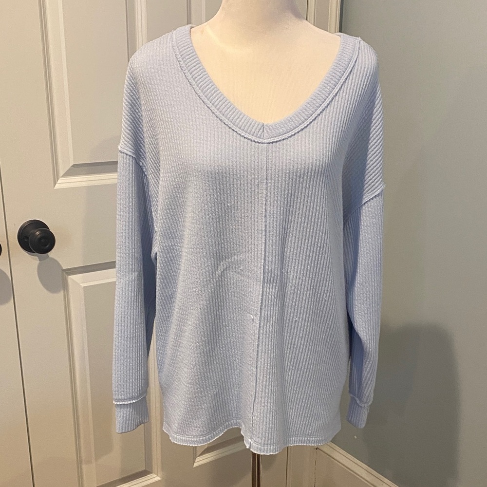 Sky Blue Casual Knit Top